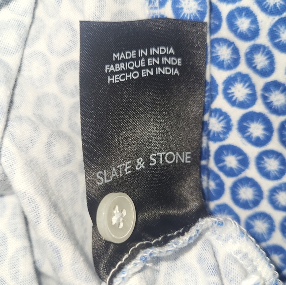 Slate & Stone Blue Patterned Men's Shirt Size XXL 100% Cotton‎ Made In India - Picture 3 of 7